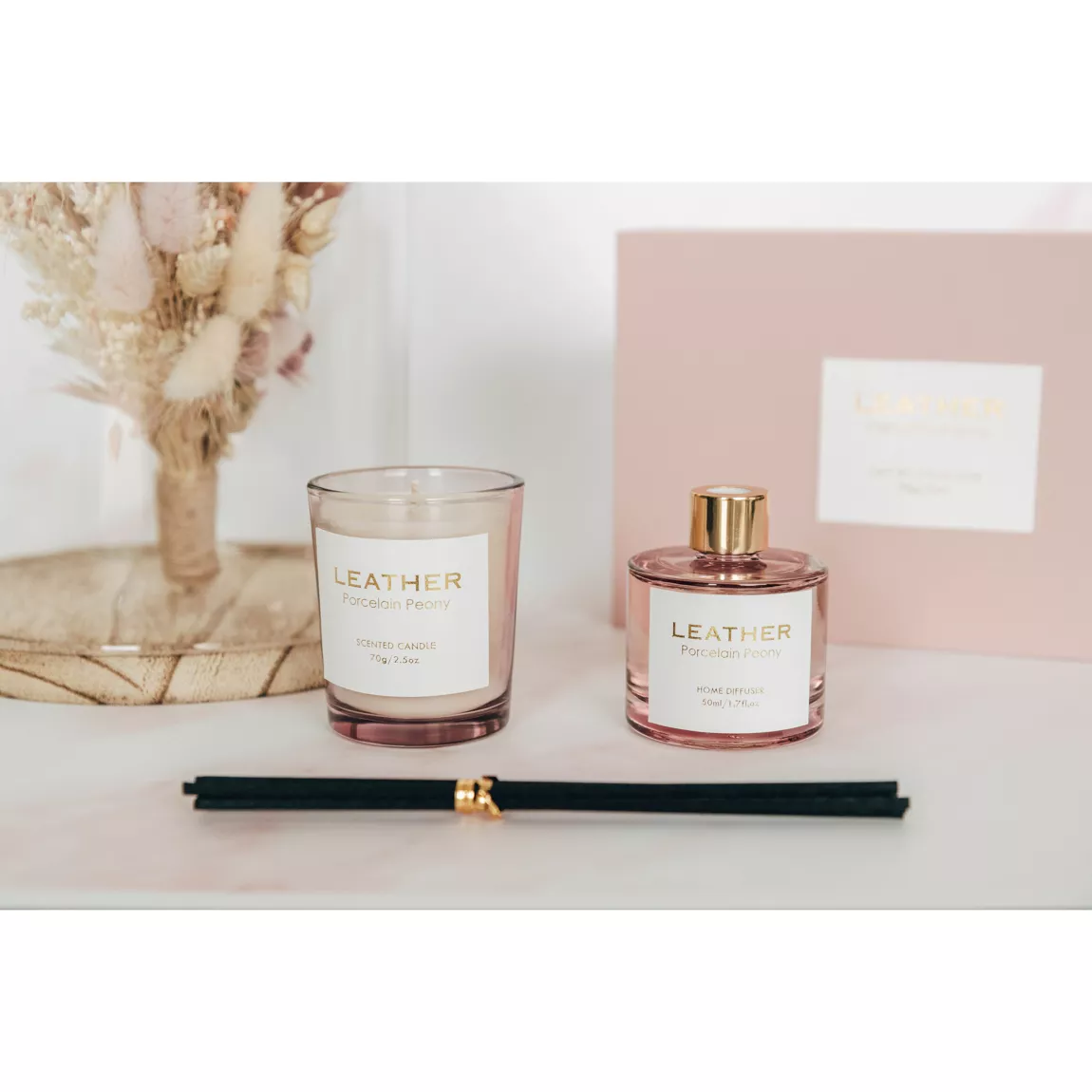 Coffret cadeau Toucher cuir rose